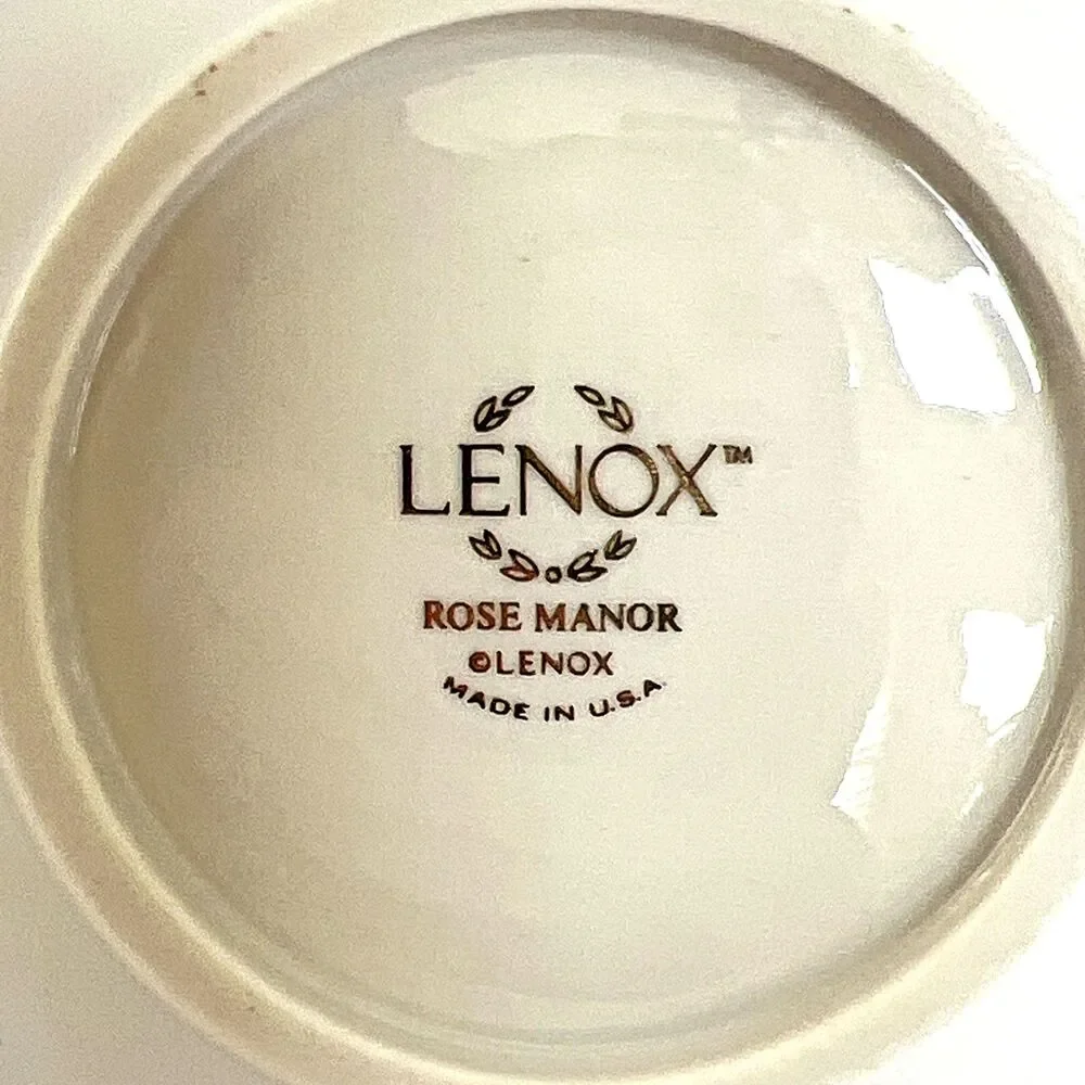 Lenox Rose Manor Bowl Dish Trinket Scalloped Gold Trim Ivory China USA 5.75